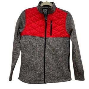 ZYIA Active Medium long sleeve quilted zip up red & gray performance jacket